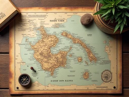 沖縄の地図とコンパス